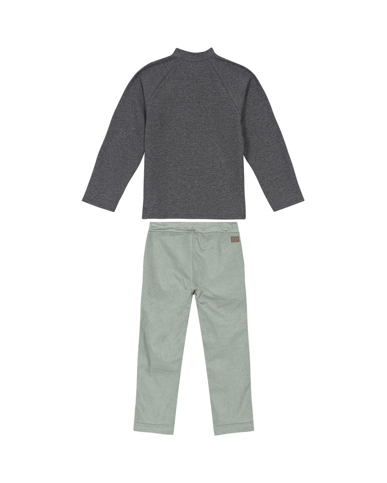 Conjunto Menino Peitilho Frontal Em Malha Texturizada Carinhoso