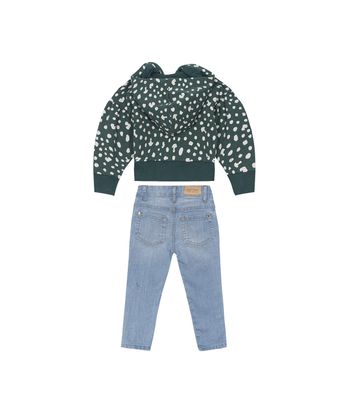 Conjunto Menina Poa Em Moletom E Jeans Carinhoso