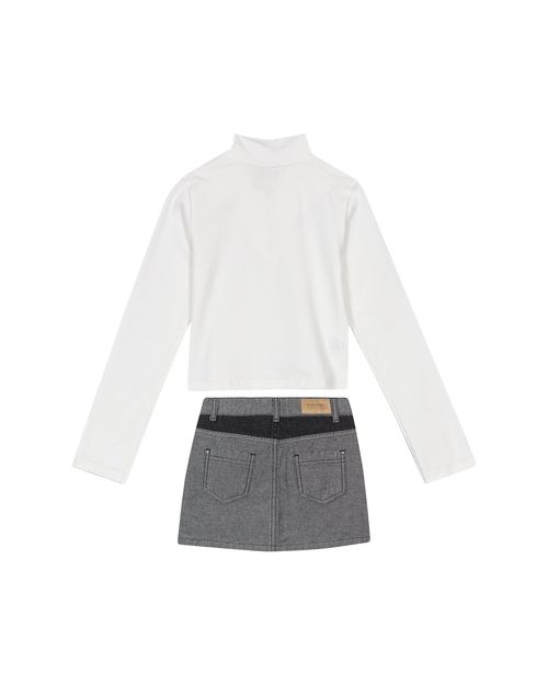 Conjunto Menina Saia Em Jeans Com Elastano Carinhoso