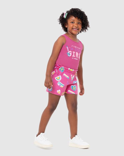 Shorts Infantil Menina Clochard Estampado Em Malha Texturizada Malwee Kids