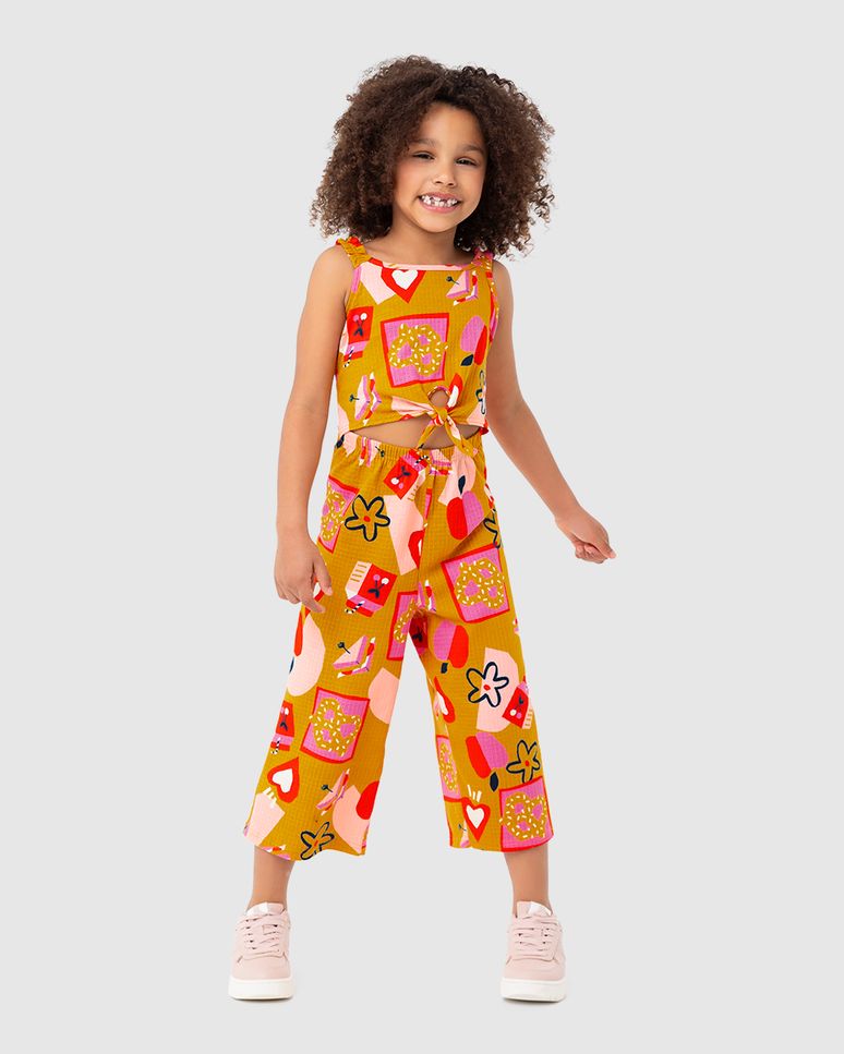 Macacão Infantil Menina Estampado Em Malha Texturizada Malwee Kids