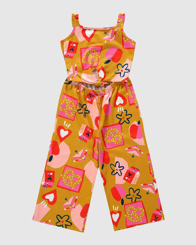 Macacão Infantil Menina Estampado Em Malha Texturizada Malwee Kids