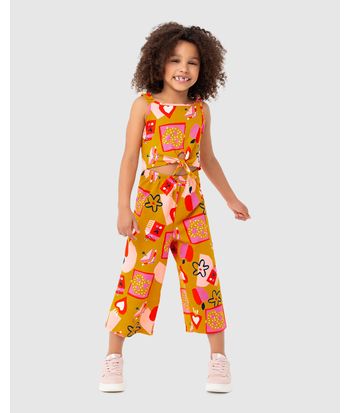Macacão Infantil Menina Estampado Em Malha Texturizada Malwee Kids