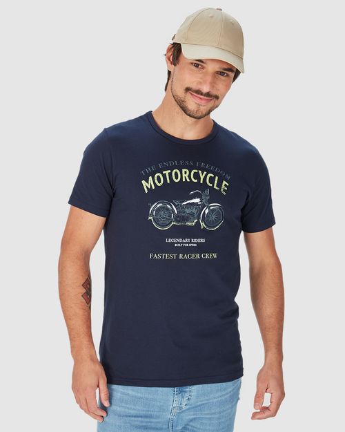 Camiseta Masculina The Endless Freedom Motorcycle Em Algodão