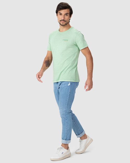 Camiseta Masculina Manga Curta Estampa Frente E Costas Em Algodão