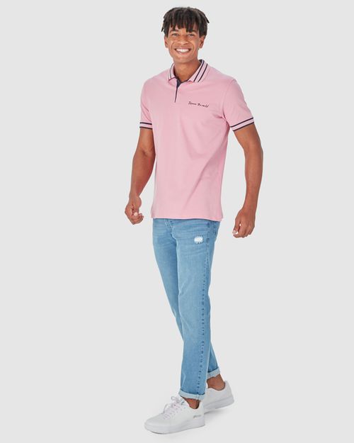 Camisa Polo Masculina Discover The World Em Piquet Stretch