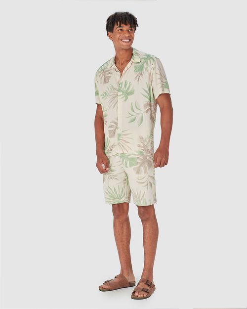 Bermuda Masculina Estampa Folhagem Em Moletom