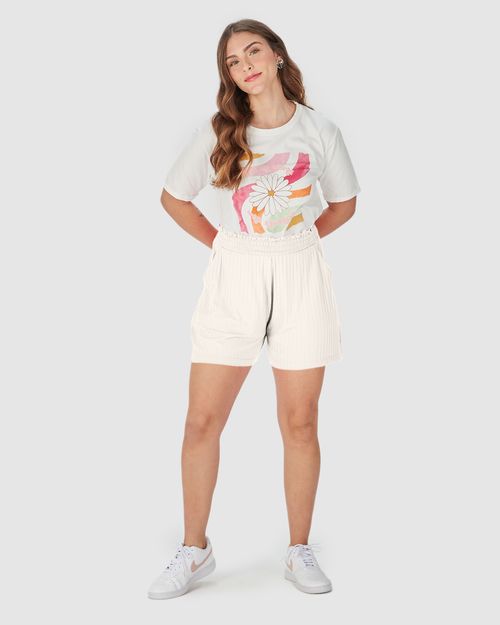 Shorts Feminino Cós Elástico Bolso Faca Em Malha Canelada De Viscose