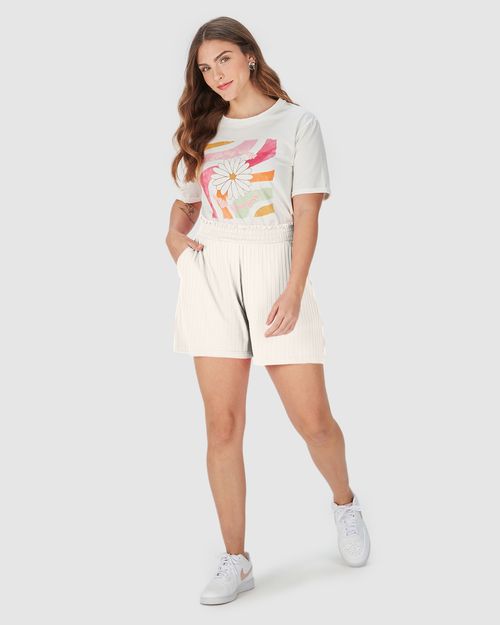 Shorts Feminino Cós Elástico Bolso Faca Em Malha Canelada De Viscose