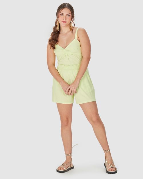 Shorts Feminino Cós Elástico Bolso Faca Em Malha Canelada De Viscose