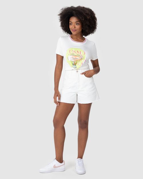 Shorts Mom Feminino Barra Desfiada Em Sarja 100% Algodão