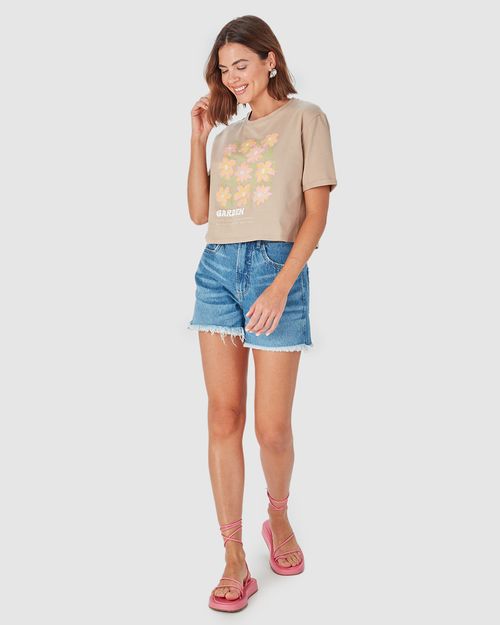 Shorts Feminino Mom Bolso Funcional Em Jeans 100% Algodão