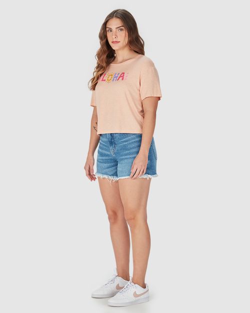 Camiseta Feminina Estampa Aloha Em Malha Viscolinho Stretch