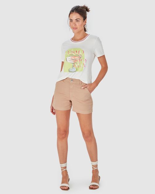 Camiseta Feminina Gola Retilínea Cosmopolitan Em Viscose Stretch