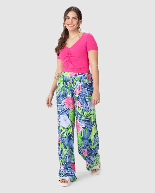 Blusa Cropped Feminina Busto Franzido Em Malha Canelada De Viscose
