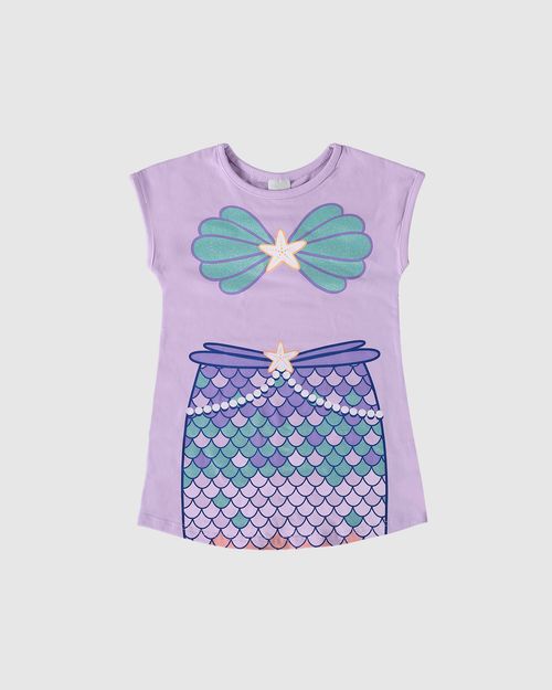 Vestido Infantil Fantasia Sereia Em Algodão Malwee Kids