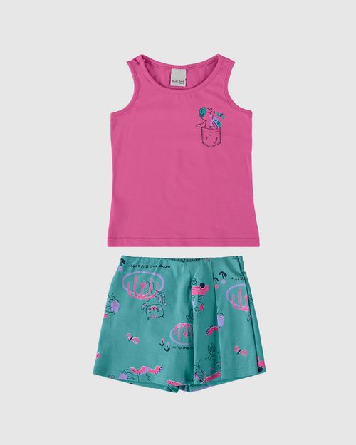 Conjunto Infantil Menina Estampa Bolsinho Em Malha Algodão Malwee Kids