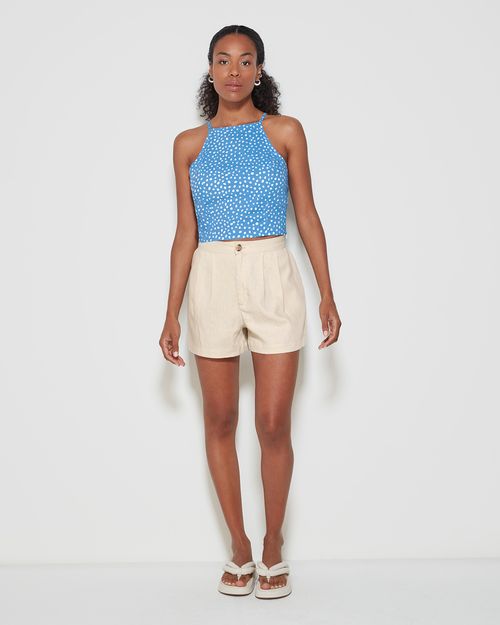 Blusa Cropped Feminina Poá Decote Reto Em Algodão Stretch - ENFIM