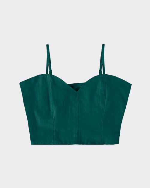 Blusa Cropped Feminina Decote Coração Em Viscolinho - ENFIM