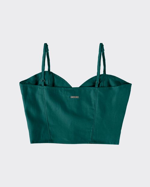 Blusa Cropped Feminina Decote Coração Em Viscolinho - ENFIM