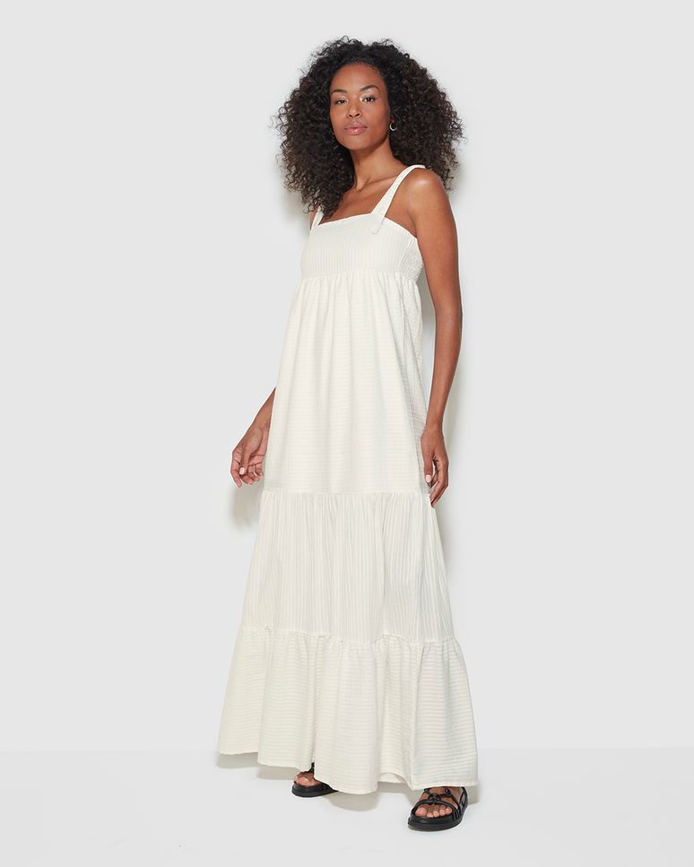 Vestido Feminino Longo Alças Ajustáveis Em Algodão - ENFIM