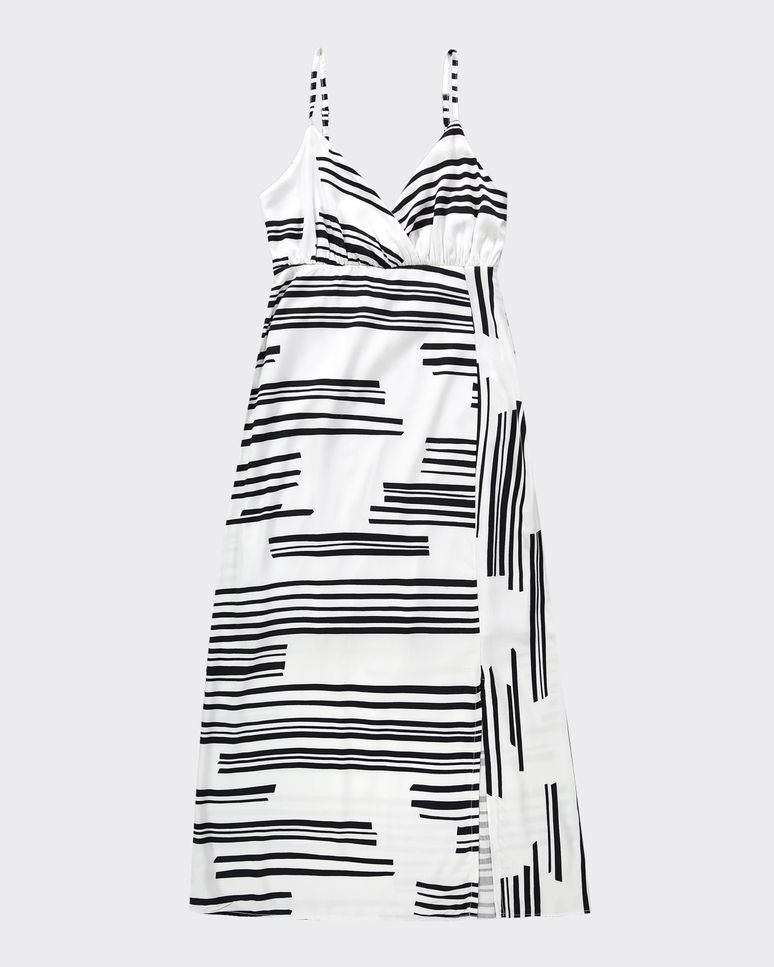 Vestido Midi Feminino Estampado Fenda Frontal Em Viscose - ENFIM