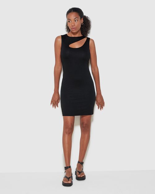Vestido Justo Feminino Decote Vazado Em Moletinho De Viscose - ENFIM