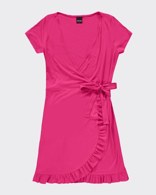 Vestido Feminino Transpassado Decote V Em Malha De Viscose Canelada - ENFIM