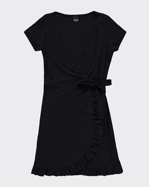 Vestido Feminino Transpassado Decote V Em Malha De Viscose Canelada - ENFIM