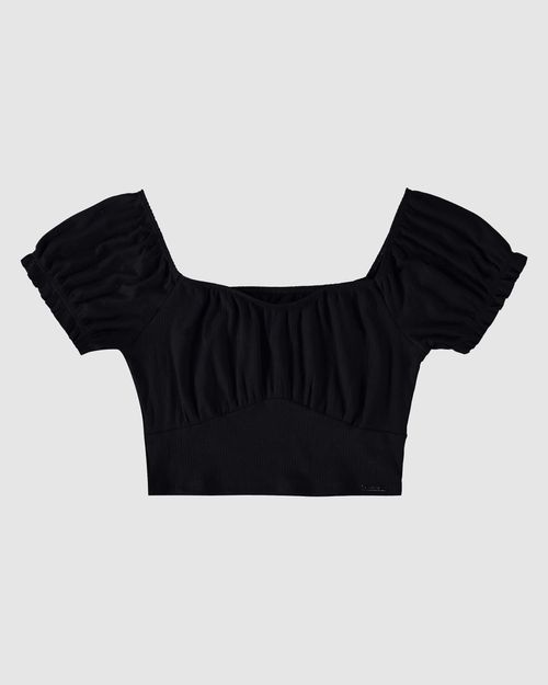 Blusa Cropped Feminina Recorte Busto Em Malha Canelada De Viscose - ENFIM