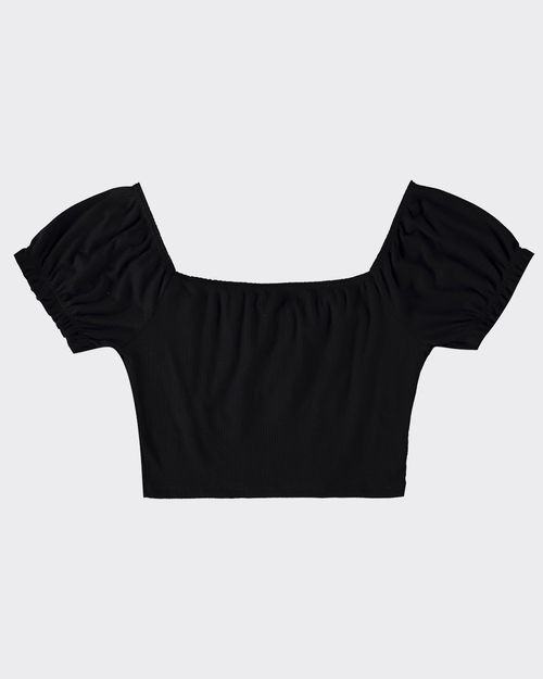 Blusa Cropped Feminina Recorte Busto Em Malha Canelada De Viscose - ENFIM