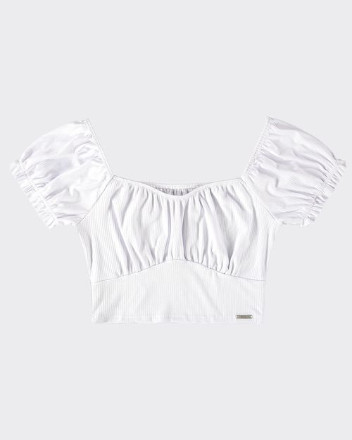 Blusa Cropped Feminina Recorte Busto Em Malha Canelada De Viscose - ENFIM