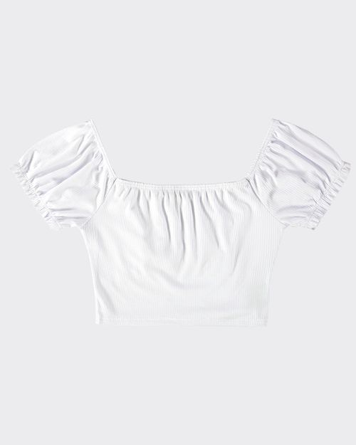 Blusa Cropped Feminina Recorte Busto Em Malha Canelada De Viscose - ENFIM