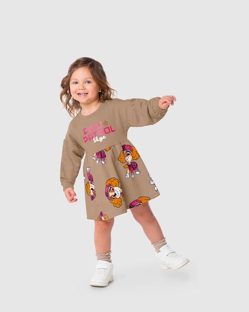 Vestido Infantil Patrulha Canina® Em Moletom Flanelado Malwee Kids