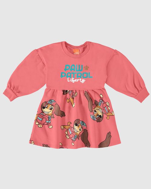 Vestido Infantil Patrulha Canina® Em Moletom Flanelado Malwee Kids