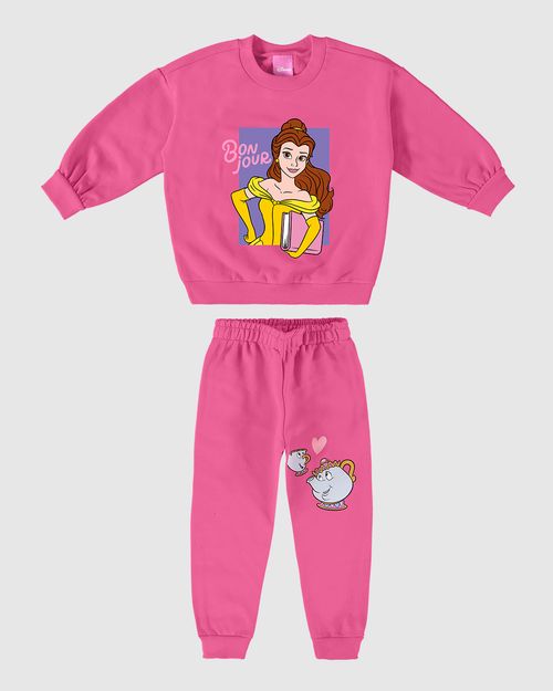 Conjunto Infantil Menina Blusão Princesa Disney® Em Moletom Malwee Kids
