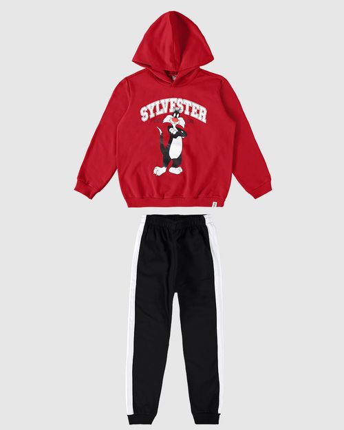 Conjunto Infantil Unissex Frajola Looney Tunes® Em Moletom Malwee Kids