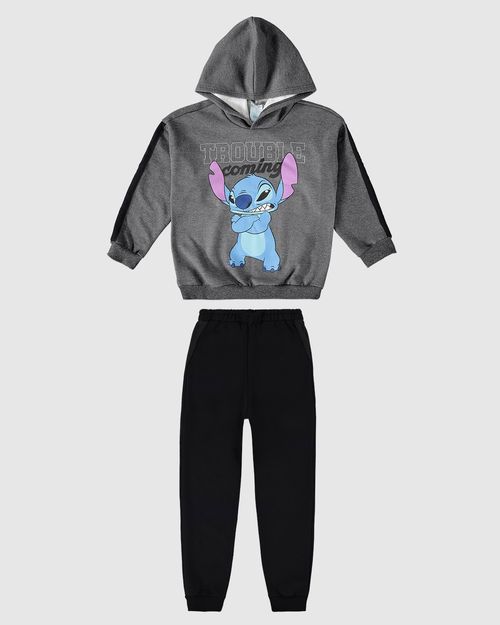Conjunto Infantil Unissex Lilo & Stitch Disney Em Moletom Malwee Kids