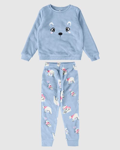 Pijama Infantil Menina Urso-Polar Em Fleece Malwee Kids