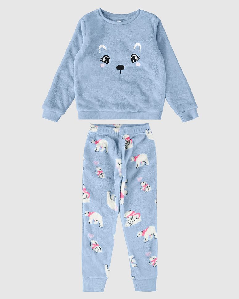 Pijama Infantil Menina Urso-Polar Em Fleece Malwee Kids