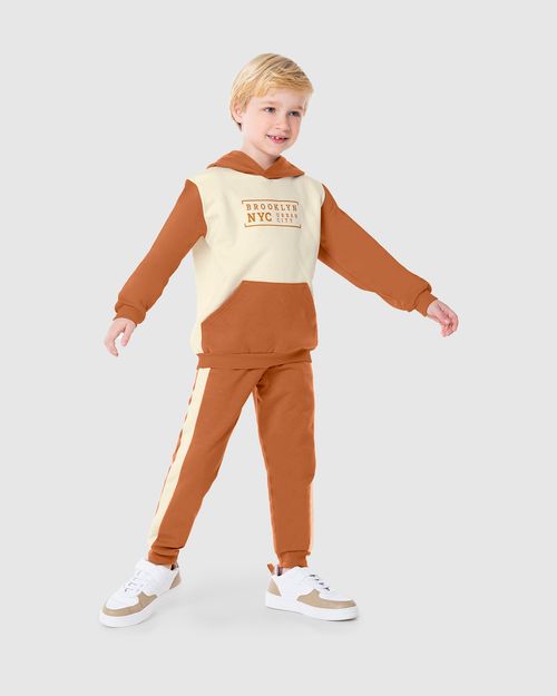 Conjunto Infantil Menino Brooklyn NYC Em Moletom Flanelado Malwee Kids