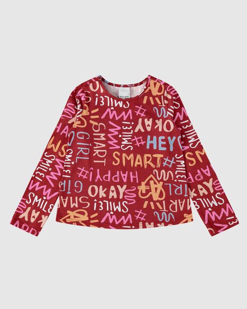 Blusa Infantil Menina Frases Em Algodão Malwee Kids