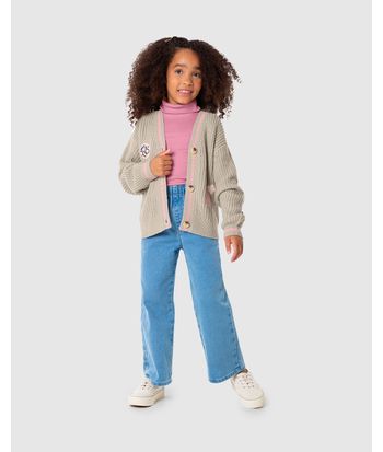 Cardigan Infantil Menina Bordado Frontal Em Tricô Malwee Kids