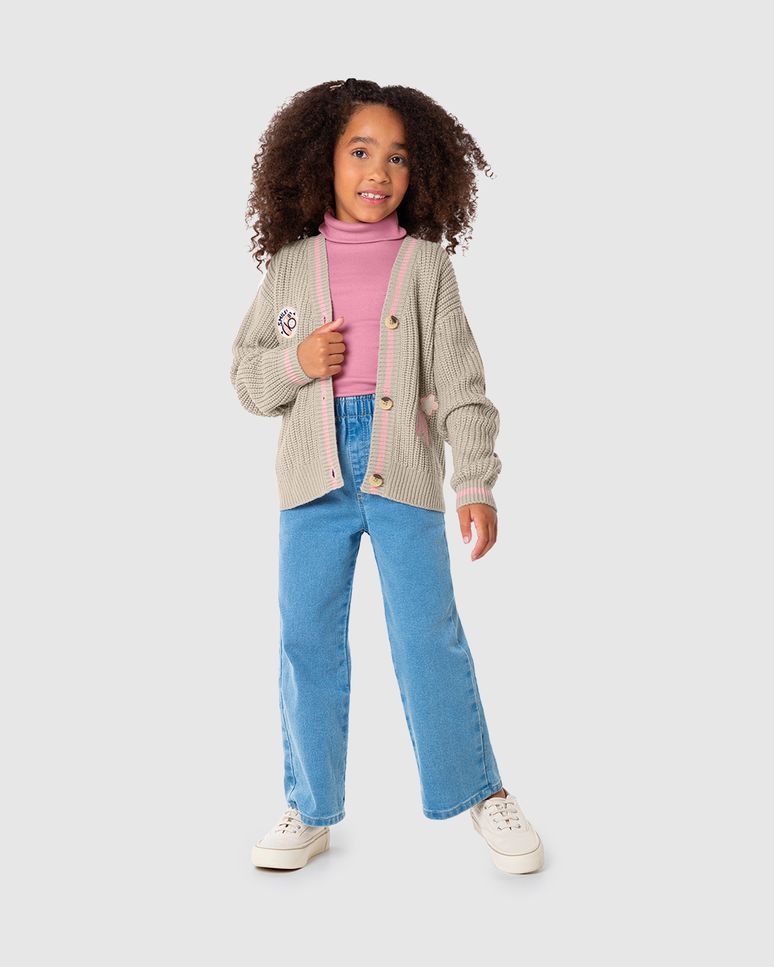 Cardigan Infantil Menina Bordado Frontal Em Tricô Malwee Kids
