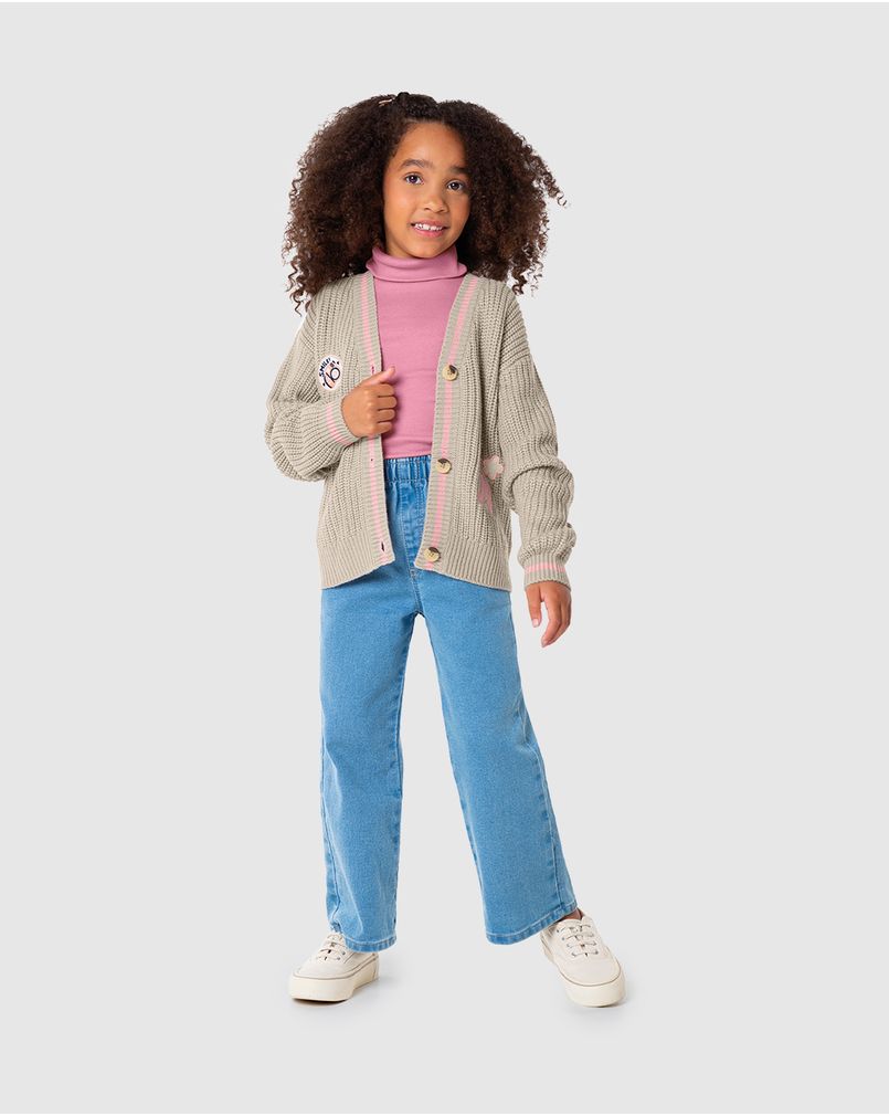 Cardigan Infantil Menina Bordado Frontal Em Tricô Malwee Kids