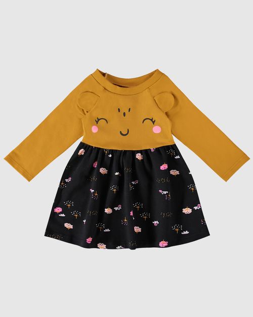 Vestido Infantil Com Aplique Em Malha Algodão Malwee Kids