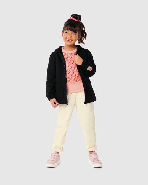 Jaqueta Infantil Menina Parka Em Moletom Flanelado Malwee Kids
