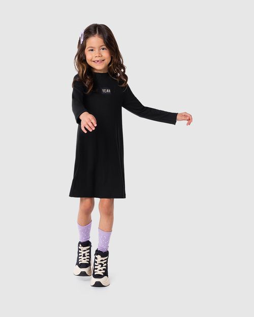 Vestido Menina Manga Longa Em Malha Canelada Malwee Kids