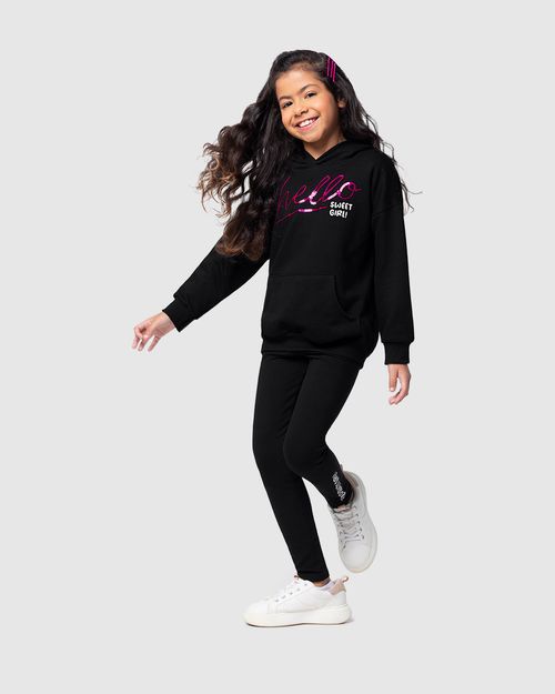 Conjunto Infantil Menina Hello Sweet Girl! Em Moletom Flanelado Malwee Kids