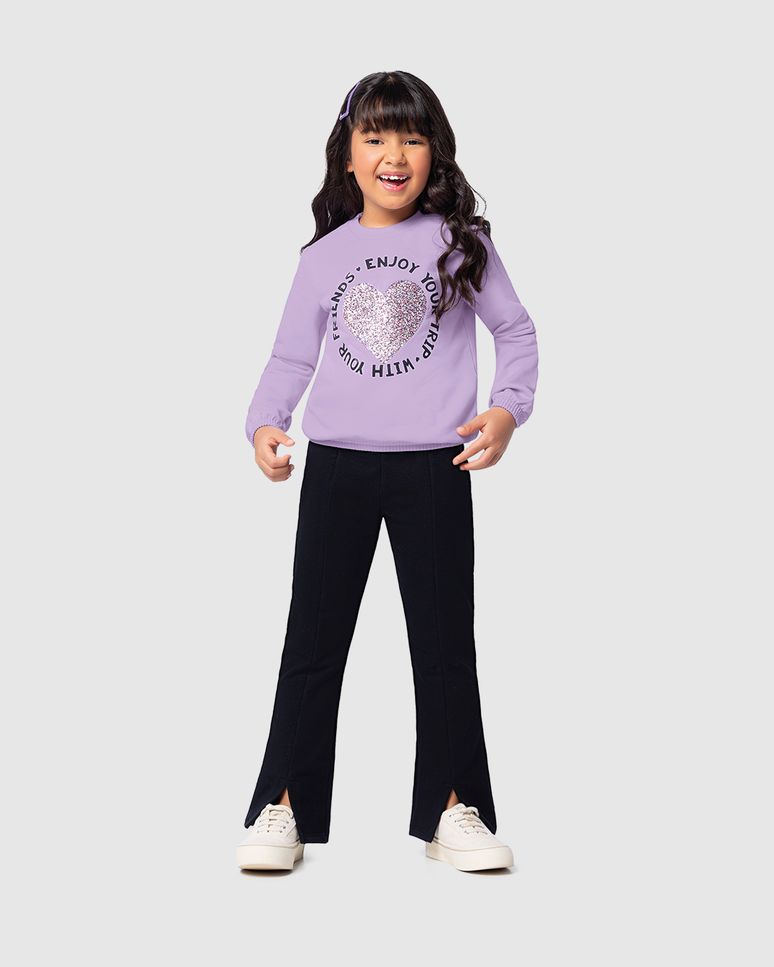 Conjunto Infantil Menina Calça Bootcut Em Moletom Malwee Kids